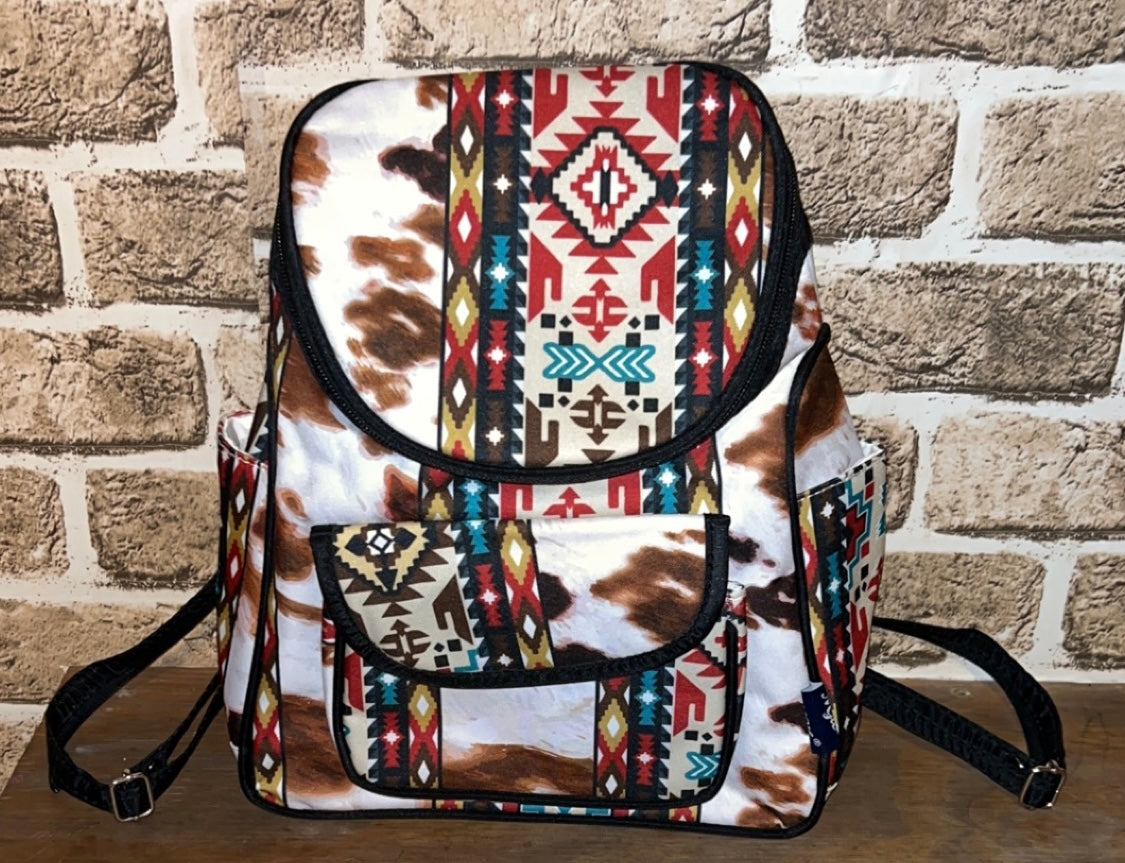 Western Cow Print Aztec Mini Backpack
