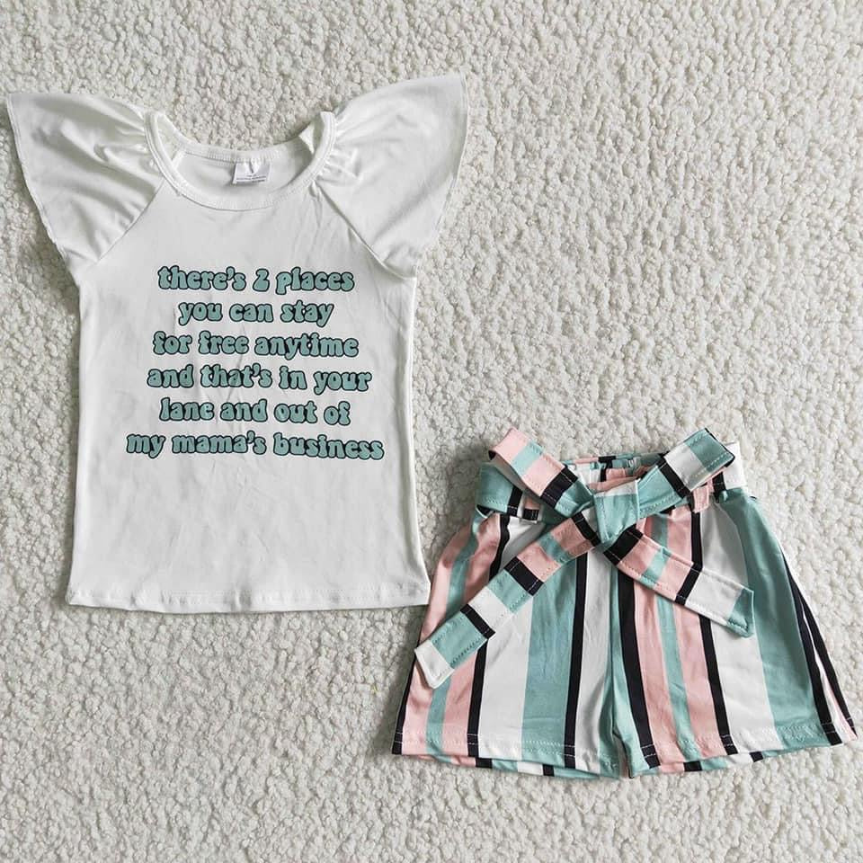 Out My Mamas Business Short Set