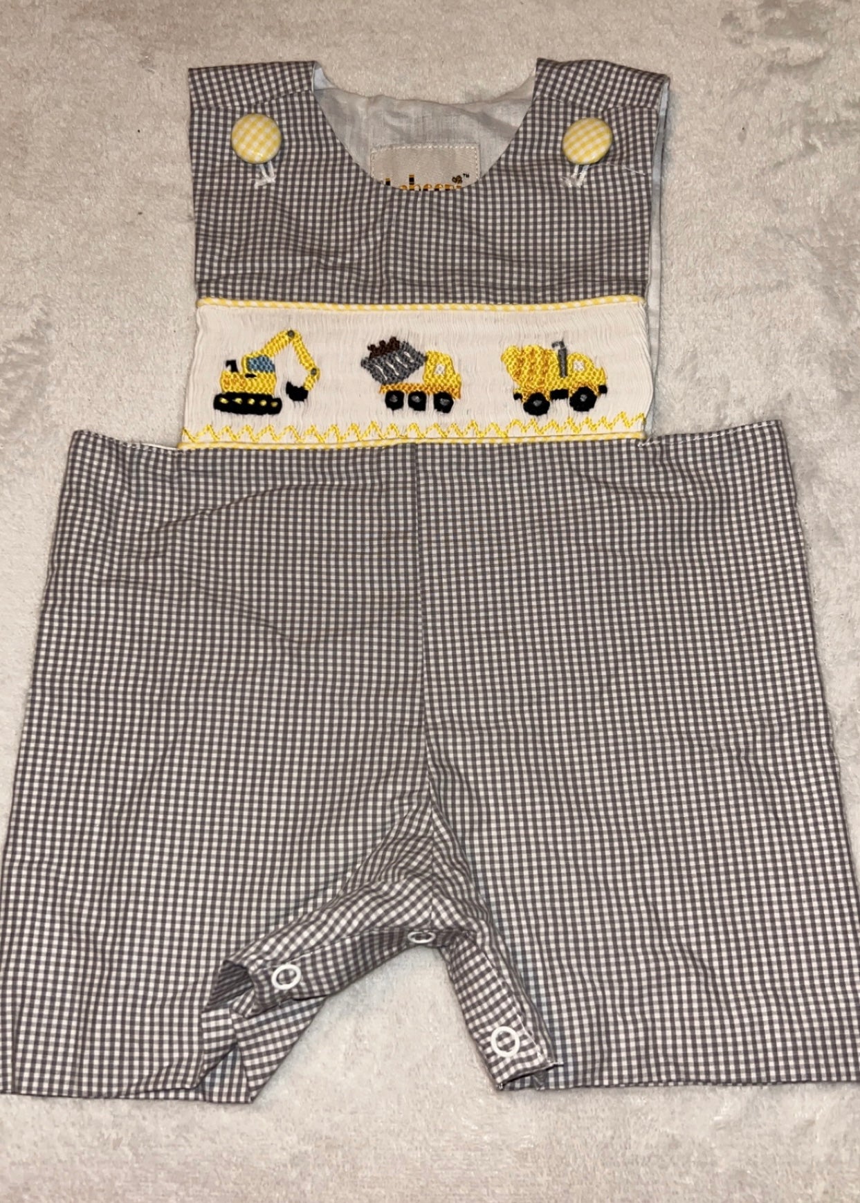Embroidered Construction Smocked Romper