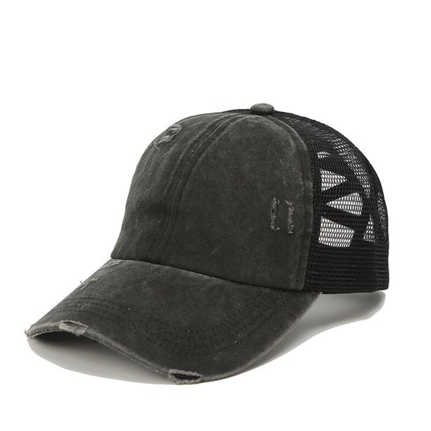 Ladies Criss Cross Ponytail Trucker Caps