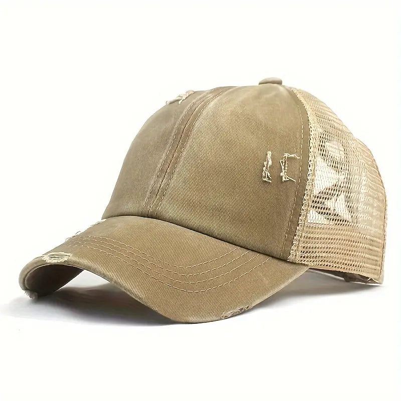 Ladies Criss Cross Ponytail Trucker Caps
