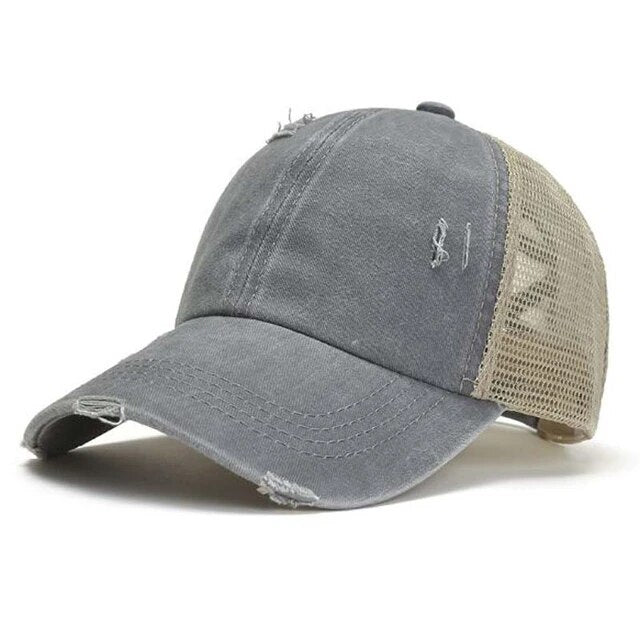 Ladies Criss Cross Ponytail Trucker Caps