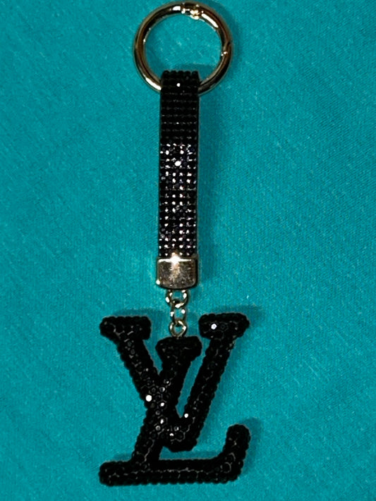 Black Bling LV Keychain
